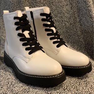 Madden Girl combat boots white size 8